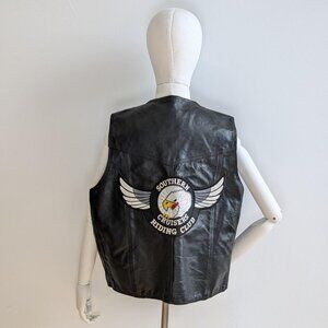Vintage Black buffalo leather motorcycle Biker vest.